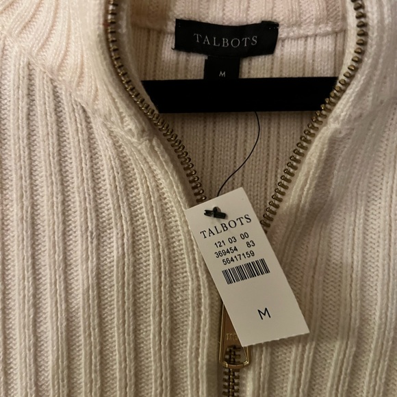 Talbots Cream Ribbed Zip-Up Vest - Picture 2 of 3